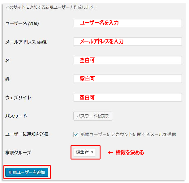 WordPressのユーザーの管理