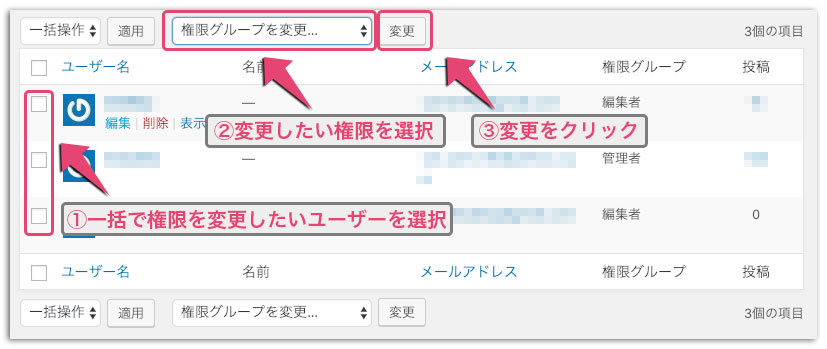 WordPressのユーザーの管理